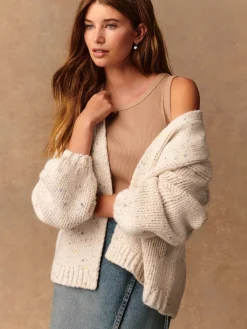 Next Ecru Neppy Soft Touch Chunky Knit Cardigan Clearance