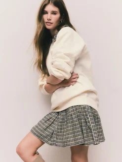 Next Relaxed Fit Heavyweight Longline Crew Neck Sweatshirt Ecru Off White New