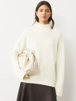 Next Stand Neck Chunky Knit Jumper With Wool Ecru Discount