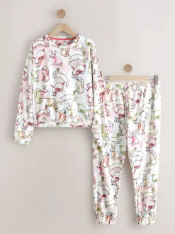 Next Long Sleeve Pyjamas Ecru/Pink Bunny Discount