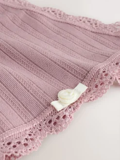 Next Ecru/Pink Thong Seamfree Pointelle Knickers 3 Pack Hot