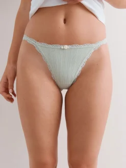 Next Ecru/Pink Thong Seamfree Pointelle Knickers 3 Pack Hot