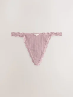 Next Ecru/Pink Thong Seamfree Pointelle Knickers 3 Pack Hot