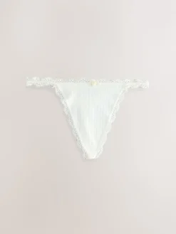 Next Ecru/Pink Thong Seamfree Pointelle Knickers 3 Pack Hot