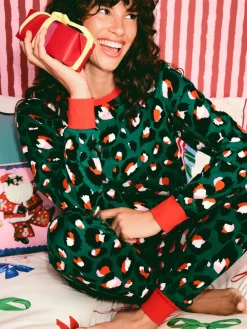 Eleanor Bowmer 100% Cotton Pyjamas Green Hot