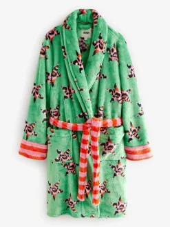 Eleanor Bowmer Leopard Print Fleece Robe Green Leopard Best