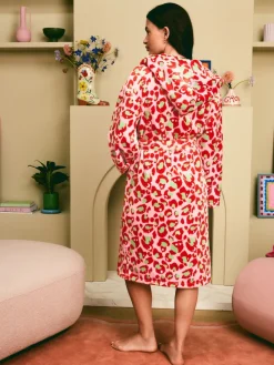 Eleanor Bowmer Leopard Print Fleece Robe Pink and Green Best