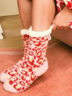 Eleanor Bowmer Pink & Green Cosy Slipper Socks Outlet