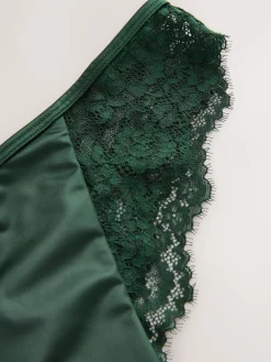 Next Lace Bow Back Knickers Emerald Green Hot