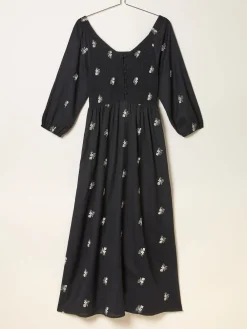 Fat Face FatFace Adele Black Petite Embroidered Midi Dress New