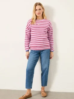 Fat Face FatFace Airlie Breton Stripe Crew Sweat Lilac Purple Clearance