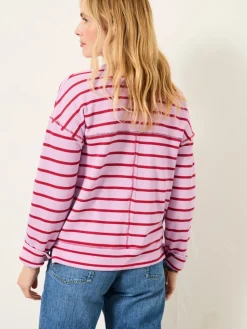 Fat Face FatFace Airlie Breton Stripe Crew Sweat Lilac Purple Clearance