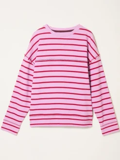 Fat Face FatFace Airlie Breton Stripe Crew Sweat Lilac Purple Clearance
