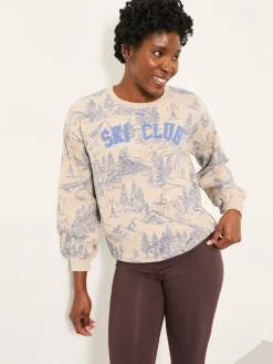 Fat Face FatFace Alex Natural Ski Club Crew Sweatshirt New