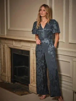 Fat Face FatFace Azalea Dark Navy Petite Jacquard Jumpsuit Online