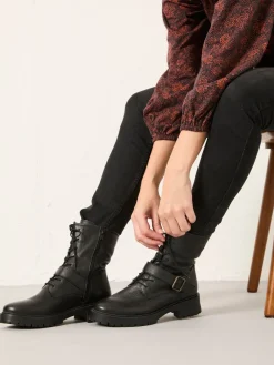 Fat Face FatFace Black Lace Up Buckle Boot Best
