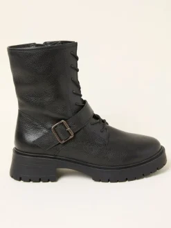 Fat Face FatFace Black Lace Up Buckle Boot Best