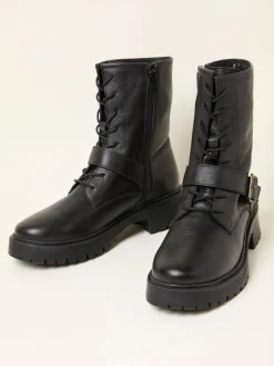 Fat Face FatFace Black Lace Up Buckle Boot Best