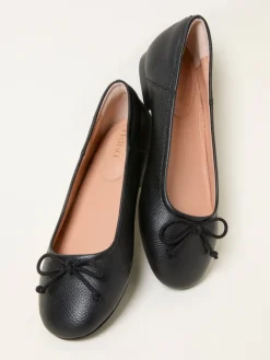 Fat Face FatFace Leather Ballerina Pump Black Outlet