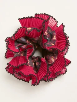 Fat Face FatFace Burgundy Red Sketchy Texture Printed Scrunchie
