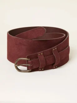 Fat Face FatFace Suede Waist Belt Burgundy Red Clearance