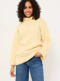 Fat Face FatFace Celia Knitted Roll Neck Jumper Yellow Online
