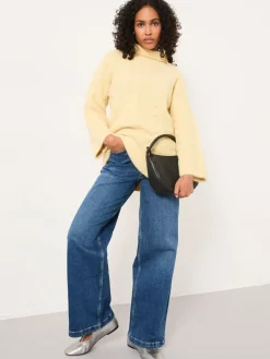 Fat Face FatFace Celia Knitted Roll Neck Jumper Yellow Online