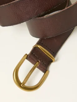 Fat Face FatFace Plain Leather Belt Chocolate Brown Sale