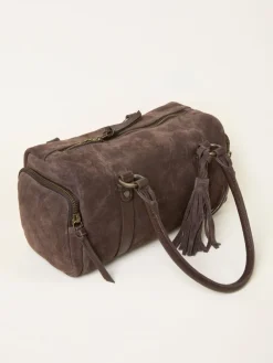 Fat Face FatFace Chocolate Brown Suede Bowling Bag Outlet