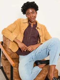 Fat Face FatFace Claire Broderie Top Chocolate Brown Discount