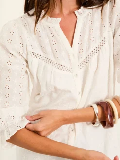 Fat Face FatFace Claire Broderie Top Ivory Online