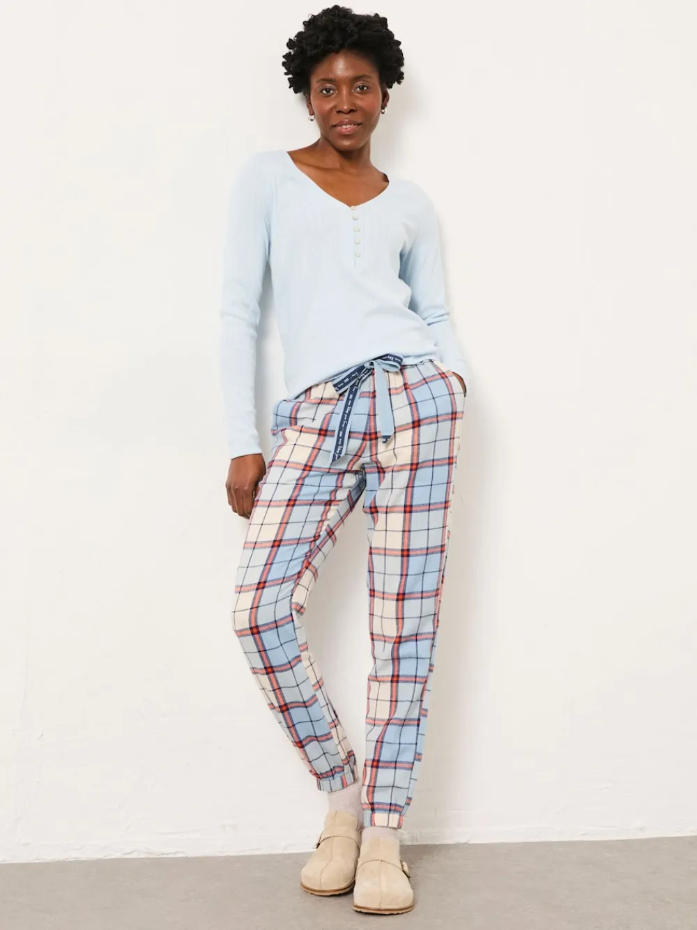 Fat Face FatFace Cora Blue Check Pyjama Bottom Clearance