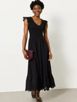 Fat Face FatFace Demi Black Petite Jersey Midi Dress Outlet