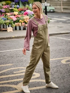 Fat Face FatFace Freja Khaki Green Dungarees New