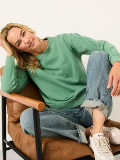 Fat Face FatFace Georgia Crew Sweatshirt Jade Green Best