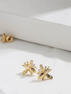 Fat Face FatFace Gold Tone Bee Stud Earrings Hot