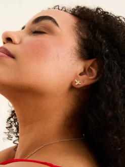 Fat Face FatFace Gold Tone Bee Stud Earrings Hot