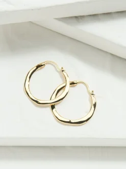 Fat Face FatFace Hammered Hoop Earrings Gold Tone