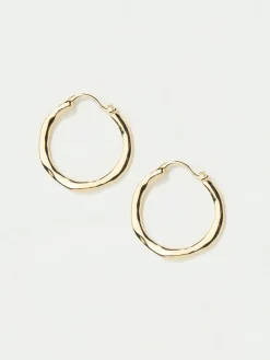 Fat Face FatFace Hammered Hoop Earrings Gold Tone