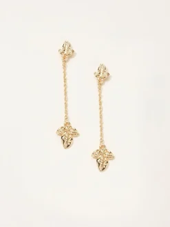Fat Face FatFace Gold Tone Leaf Chain Earrings Best