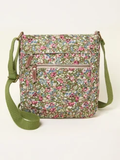 Fat Face FatFace Green Ditsy Ditsy Floral Canvas Crossbody Bag Outlet