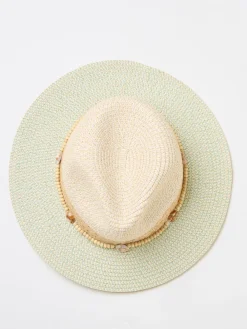 Fat Face FatFace Green Haze Colour Block Straw Fedora Hat Best