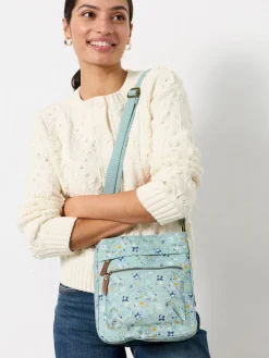 Fat Face FatFace Green Haze Floral Canvas Crossbody Bag New