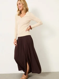 Fat Face FatFace Harper Maxi Skirt Brown New