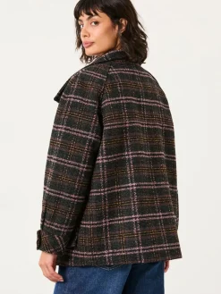 Fat Face FatFace Heather Navy Check Coat Outlet