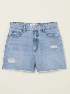 Fat Face FatFace Holywell Light Blue Frayed Denim Shorts New