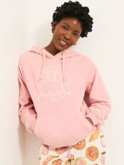 Fat Face FatFace Imogen Pink Breakfast In Bed Graphic Overhead Hoodie