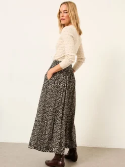 Fat Face FatFace Issa Midi Skirt Black Mono Texture Discount