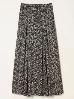 Fat Face FatFace Issa Midi Skirt Black Mono Texture Discount