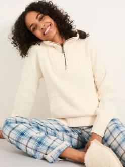 Fat Face FatFace Ivory Knitted Lounge Half Neck Jumper Online